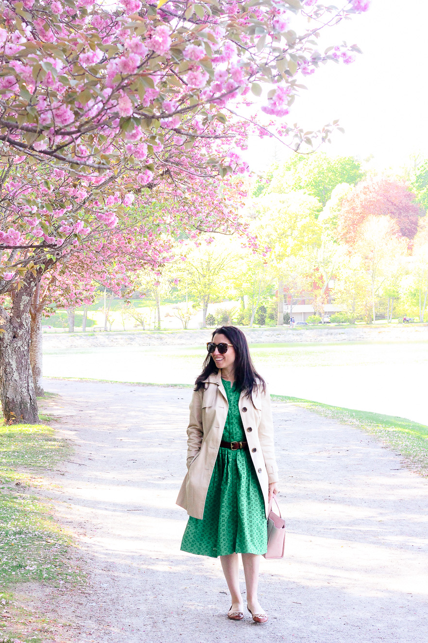 Spring Trench Coat Green Dress SEE GLASS BLOG