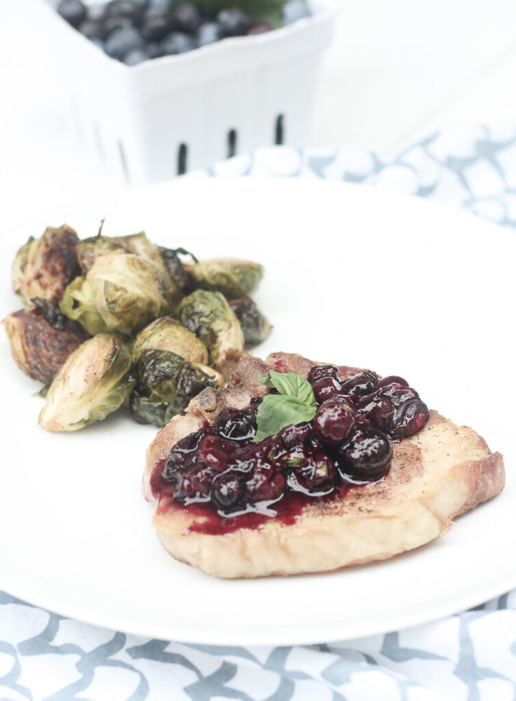 Pork Chops with Blueberry Basil Compote