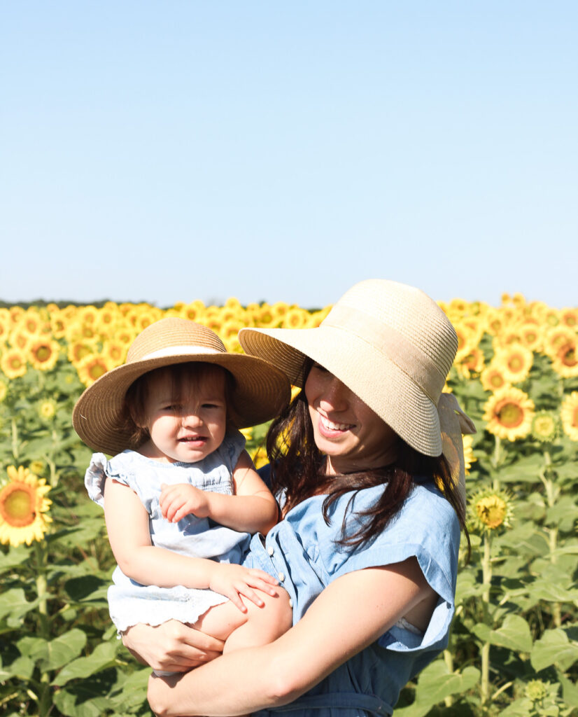 close up of Austyn and I in the sunflower fields