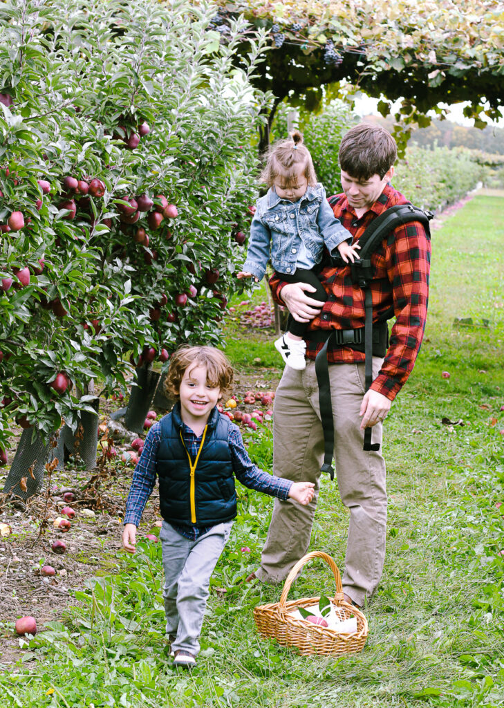 Brian Bennett and Austyn apple picking