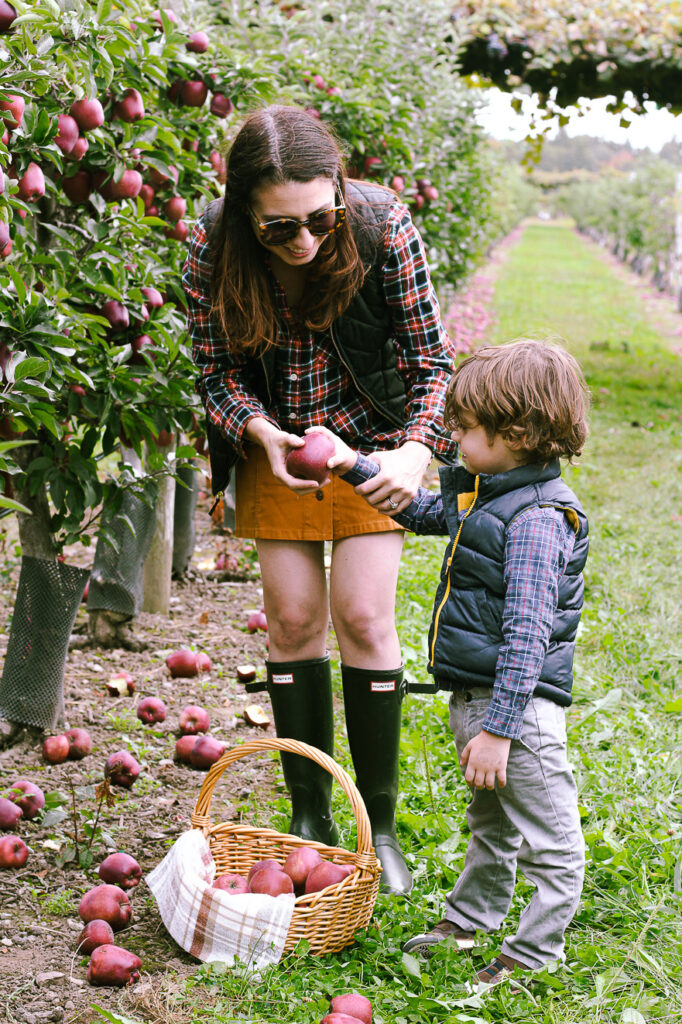 Nicole and Bennett apple picking