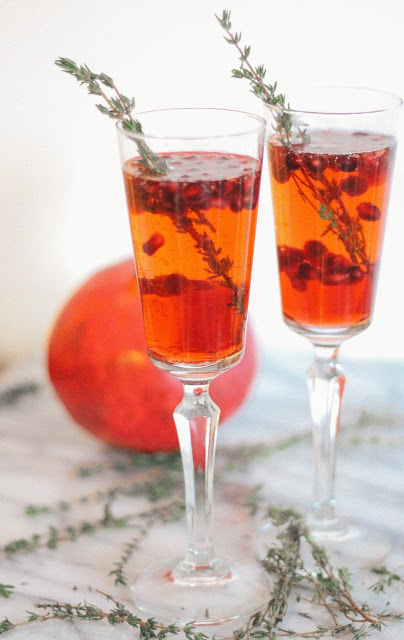 Pomegranate Thyme Prosecco Sparkler