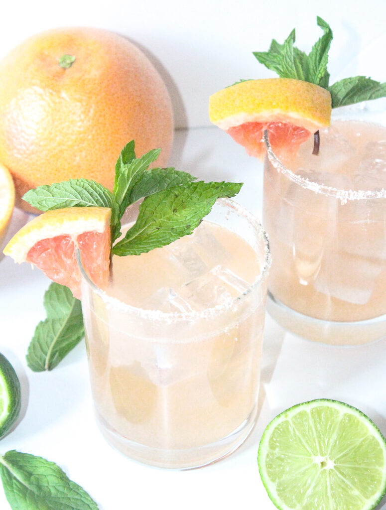 Skinny Grapefruit & Mint Margaritas by SEE GLASS BLOG