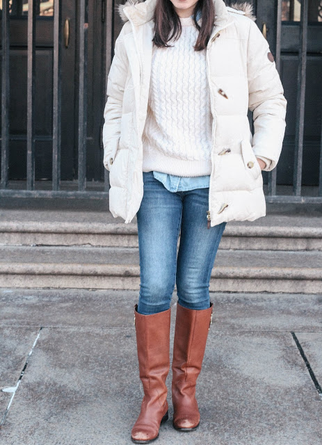 white puffer coat