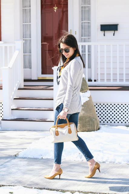 Gray Sweater Silk Scarf