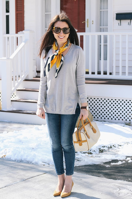 Gray Sweater Silk Scarf