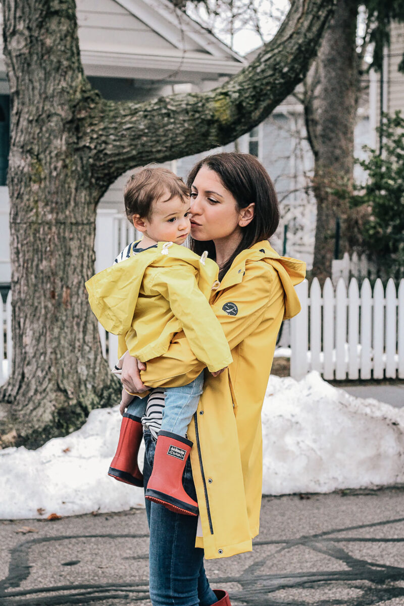 Matching mom and toddler raincoats in Brookline, MA from SEE GLASS BLOG