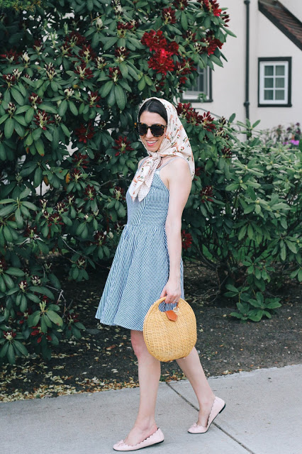 Striped Fit & Flare Dress New England Style