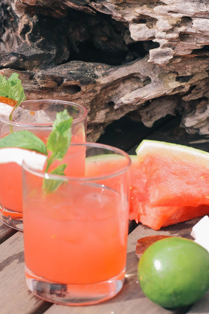 A watermelon coconut and lime summer cocktail