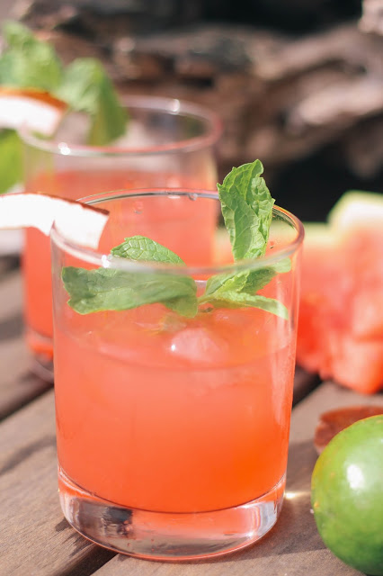 A watermelon coconut and lime summer cocktail