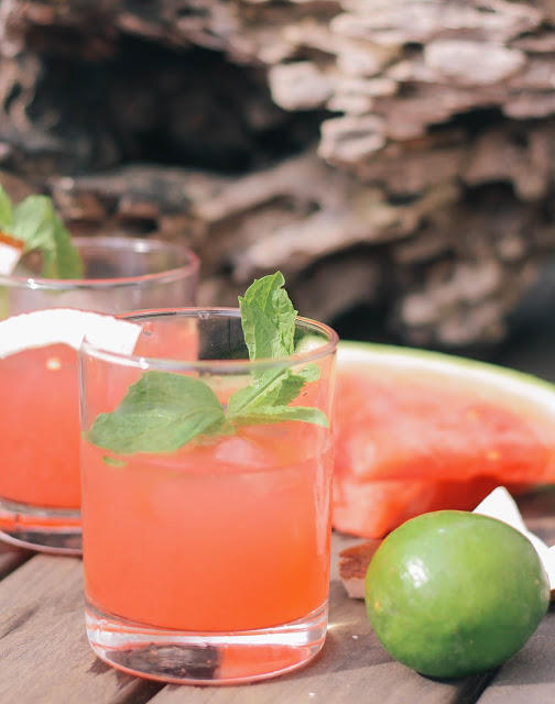 A watermelon coconut and lime summer cocktail