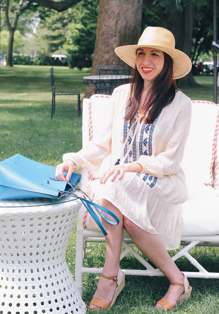 This embroidered drop waist dress was perfect for a Southampton lunch date!