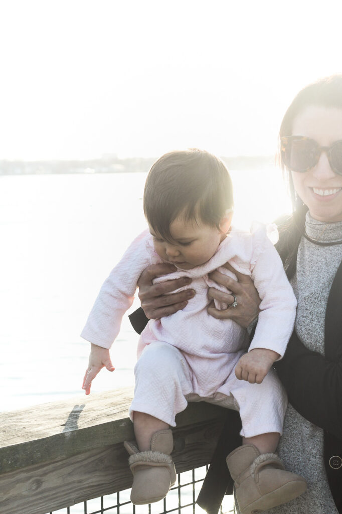 A casual black blazer for a day with the family in Marblehead, MA