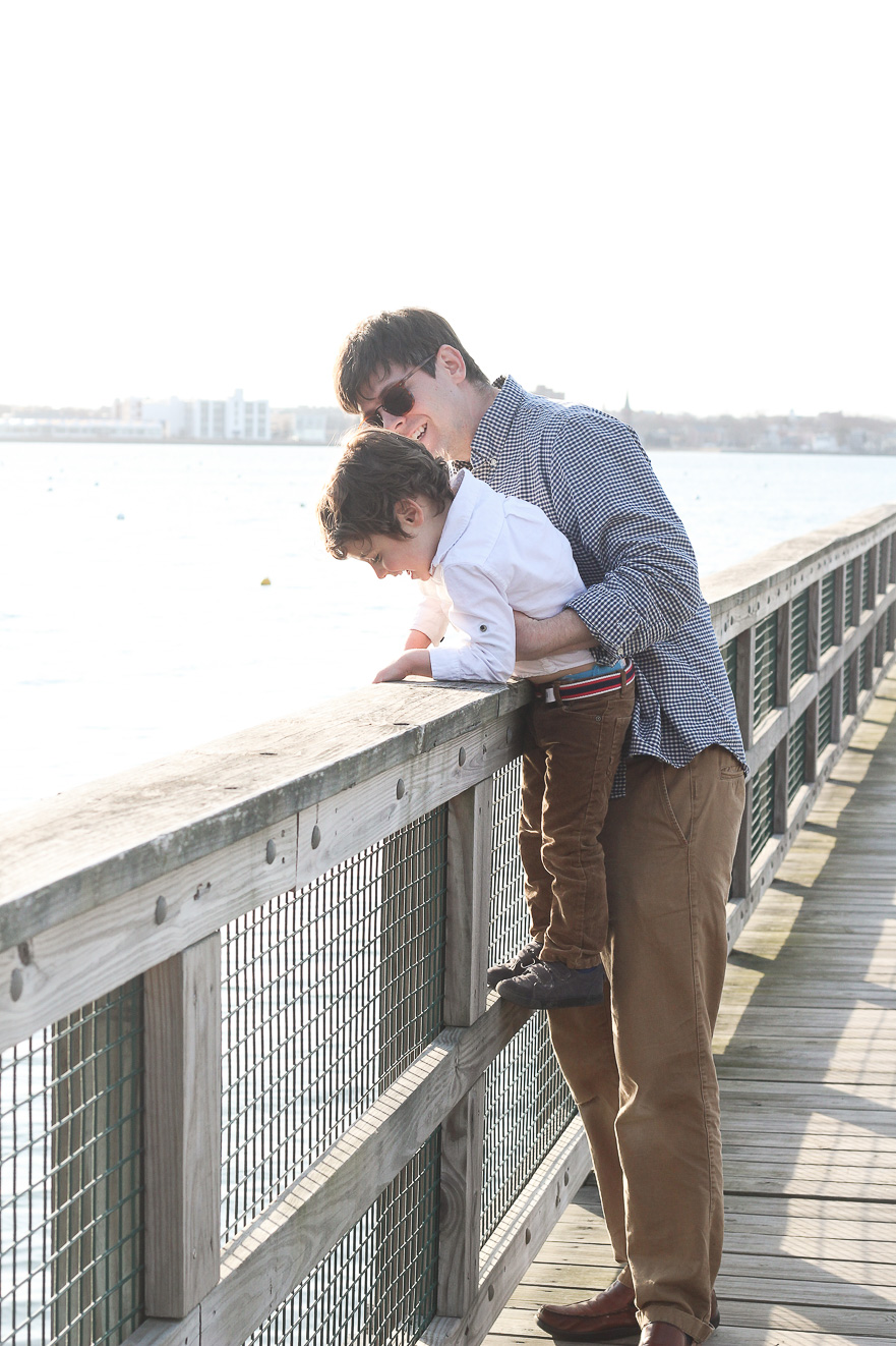 A casual black blazer for a day with the family in Marblehead, MA