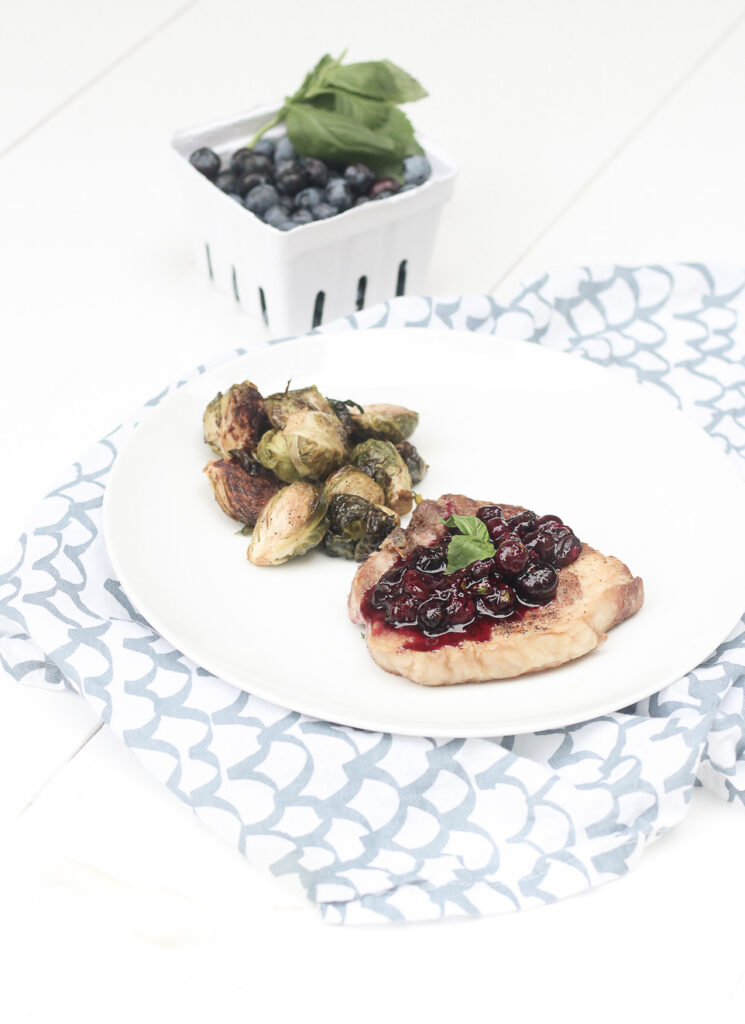 Pork Chops with Blueberry Basil Compote