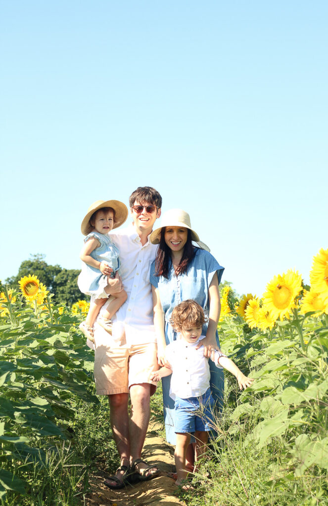 family pic in the sunflower fields